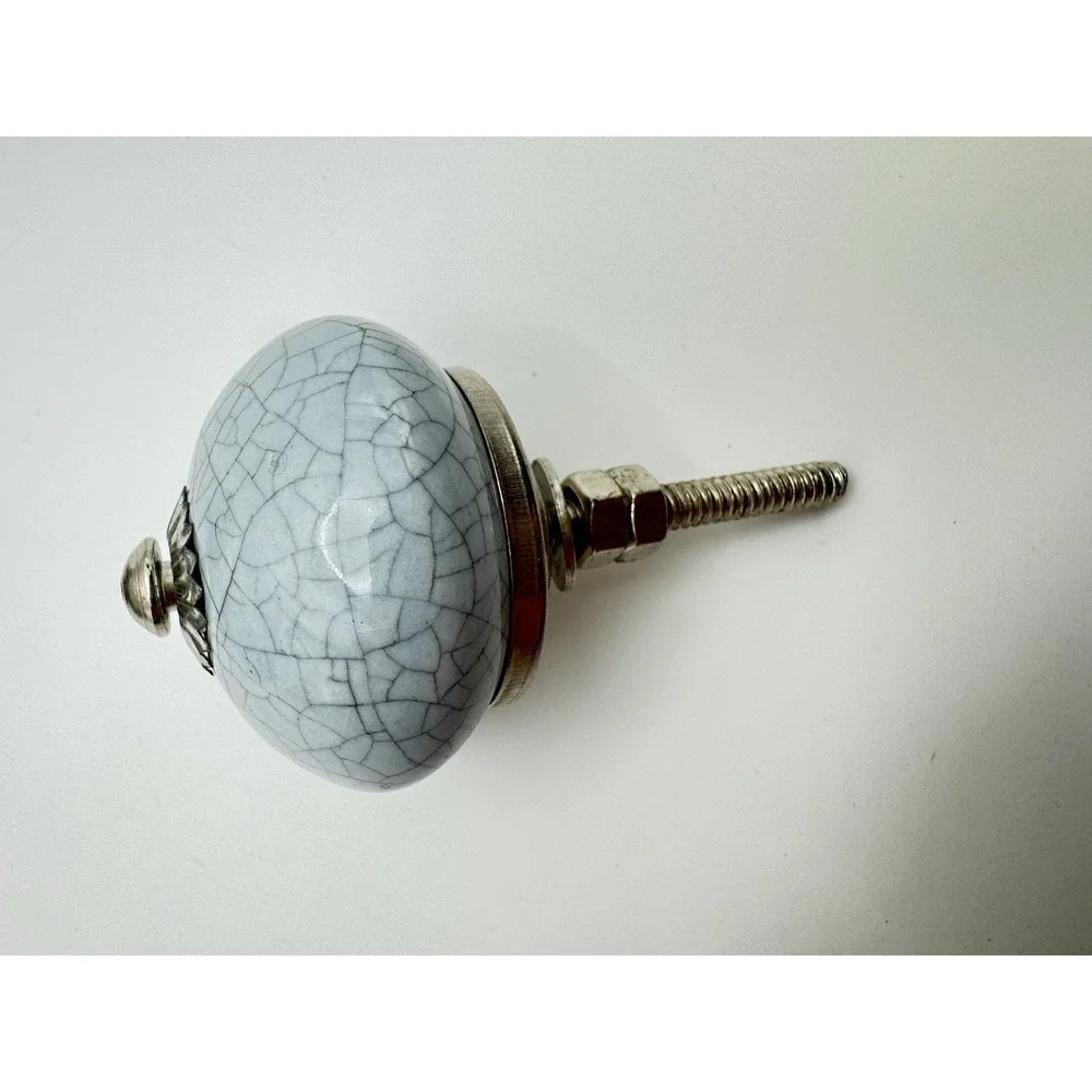 Blue Gray Ceramic Drawer Knobs‎ Set 6 Floral Cabinet Pulls Farmhouse Decor